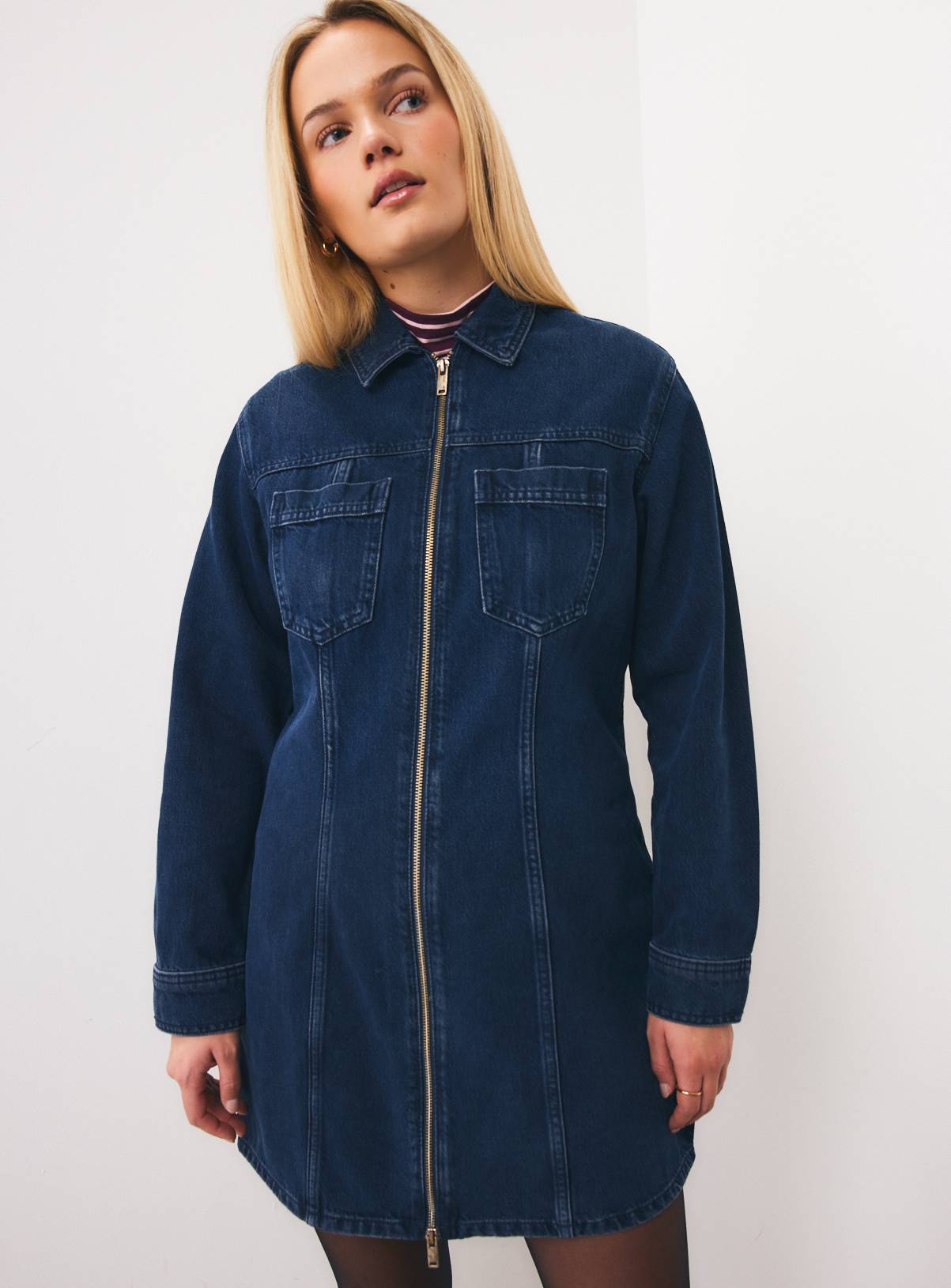 Dark Denim Zip Front Dress 12 - Image 2